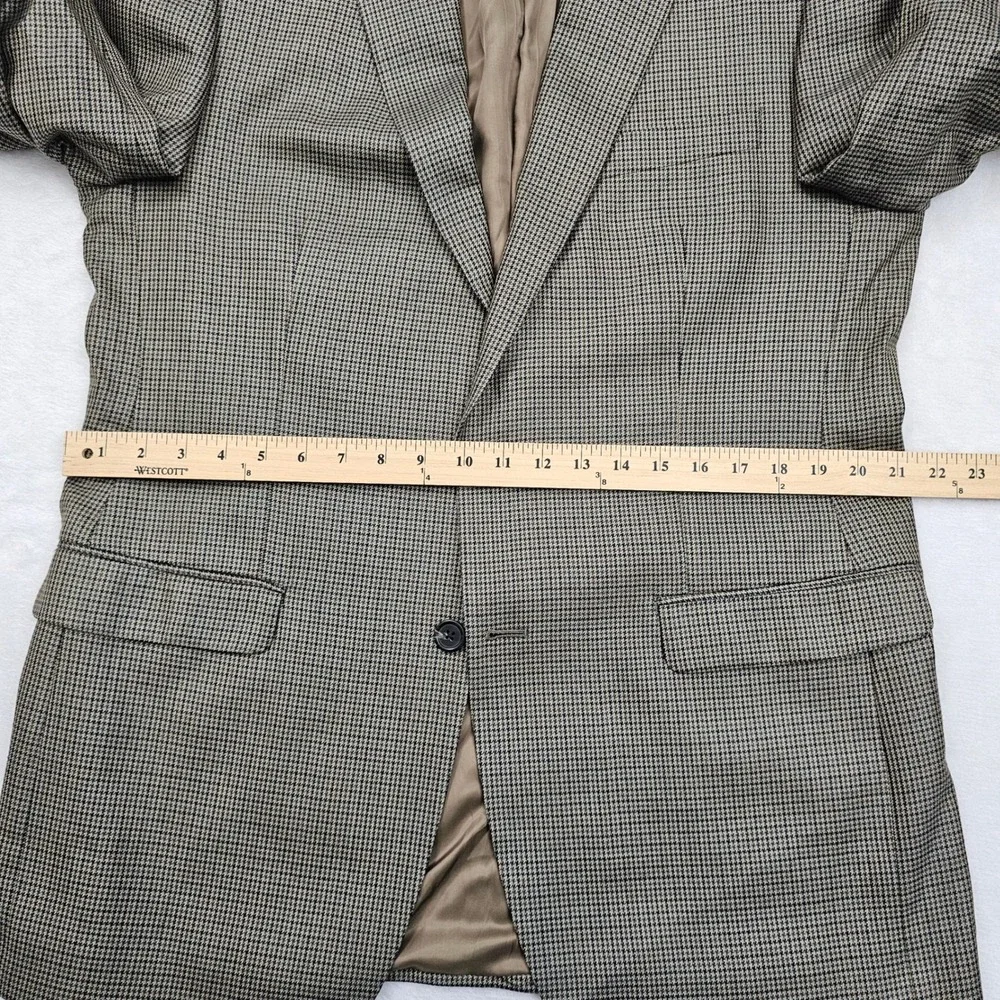 Lauren Ralph Lauren Blazer Mens 42L Brown Tan Silk Wool Houndstooth Academic